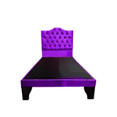 FLOBAL - Cama 1,5 Plazas Ovalado, Incluye Base y Respaldo Morado