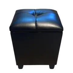 GENERICO - Pouf Baul Negro Eco Cuero 40x33x45Rimar