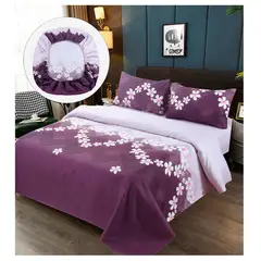 GENERICO - Sabanas Premium 100% Algodón 1.5 Plazas - Morado Flores