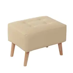 LATAM HOME - Puff Niza Beige, Patas de Madera y Diseño Moderno