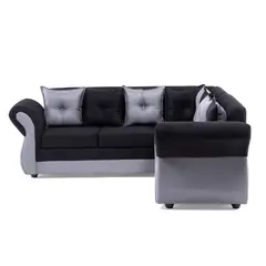 DUNA - Seccional 5 cuerpos Marsella lino felpa negro gris