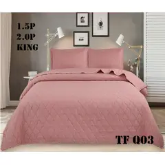 GENERICO - Cubrecama de algodon tipo Quilt King Palo Rosa Pp