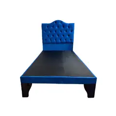 FLOBAL - Cama 1,5 Plazas Ovalado, Incluye Base y Respaldo Azul Electrico