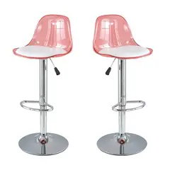 CRUSEC - Pack 2 Sillas De Barra Mostrador Giratoria Con Reposapies Rosa