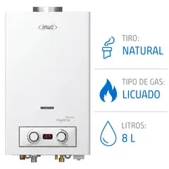 ANWO - Calefont 8 Litros Gas Licuado Tiro Natural Hitech Hydro 16