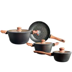 KEEP - Bateria de Cocina Antiadherente 7 Pcs Ollas Kitchen Negro