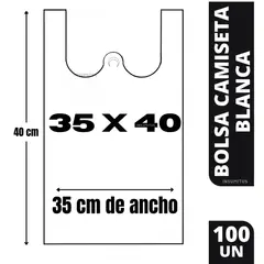 GENERICO - Bolsa Camiseta Blanca 35x40cm 100un Bolsa Plastica