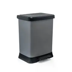 REYPLAST - Basurero Gris De Pedal Con Porta Bolsa 40L Lexuss