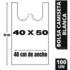 GENERICO - Bolsa Camiseta Blanca 40x50cm 100un Bolsa Plastica
