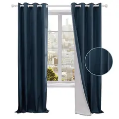 CASATUA - Cortina 100% Blackout Engomada Termica Set 2 140x220 - Azul marino