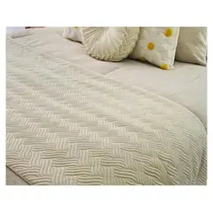 GENERICO - Piecera Plush Diseño Crema 210 x 70 para King o 2Plazas