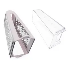 GENERICO - Rallador De Queso Con Caja Acero Inoxidable De 2 Caras
