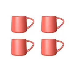 GENERICO - Pack 4 Tazas de Cerámica 90ml Roja