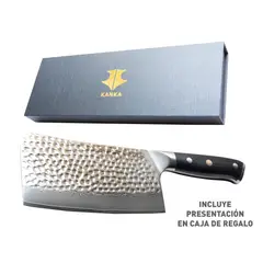 KANKA - - Hacha Profesional 17cm Acero Damasco 67 Capas - Mango G10