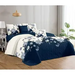 GENERICO - Quilt de Verano 2 plazas. Color Blanco con Diseño Q020