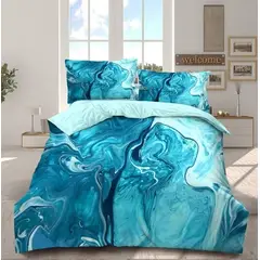 GENERICO - Cubrecama Tela Quilt De Verano 2 Plazas Diseño Azul Estampado