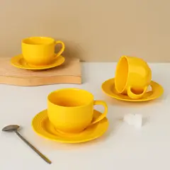 DANNY HOME - Set 6 Tazas de Cafe con Platillo Amarillo 220 cc