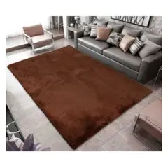 GENERICO - Alfombra Peluda Para Living Marrón 180x200cm
