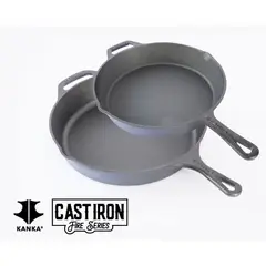 KANKA - - Set 2 Sartenes 25 Y 30cm Hierro Fundido + Accesorios