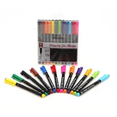 GENERICO - Lapices Tiralineas Set 12 Colores Lettering Marcador Mobee
