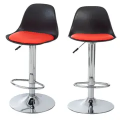 ARTIHOGAR - Pack 2 Pisos Bar Taburete Silla Tulip Negro/ Rojo