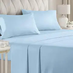 ELIZABETH PEPER - Juego de Sábanas 144 Hilos Azul 50/50 Polycotton 1.5 Plazas