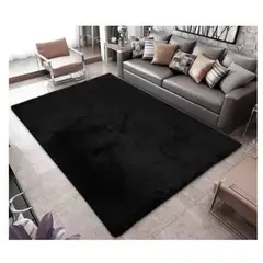 GENERICO - Alfombra Peluda Para Living Tipo Shaggy Negro 240x200cm