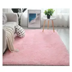 GENERICO - Alfombra Peluda Para Living Tipo Shaggy Rosado 240x200cm