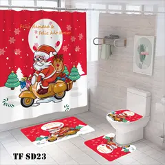 GENERICO - JUEGO DE SET DE BAÑO DISEÑO NAVIDAD COMPLETO 4 PIEZAS