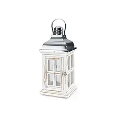 TCHIBO - Linterna LED Vintage Madera Blanca