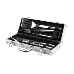 SOHOGAR - Set 5 accesorios parrilleros de acero y maletin de metal
