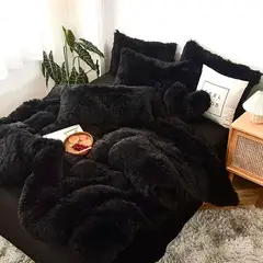 DIANA - PLUMON PELUDO NEGRO QUITA FRIO 2 PLAZA SUAVE COMODO Y CALIDO