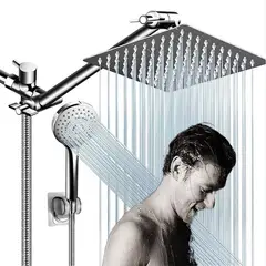 TNAKIEX - 10'' Regadera Cuadrada Alta Presión Tipo Lluvia 5 Modos Ajustable