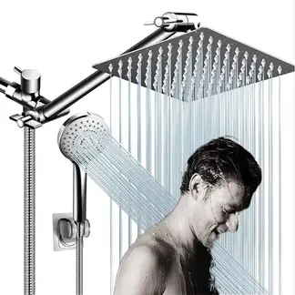 TNAKIEX - 10'' Regadera Cuadrada Alta Presión Tipo Lluvia 5 Modos Ajustable