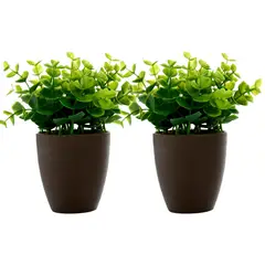 MALLORCA - Set 2 Plantas Decorativa Artificial Maceta Café