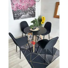 GENERICO - Comedor Canadá (Mesa 80DMelamina + 4 Sillas Scoop NEGRO)