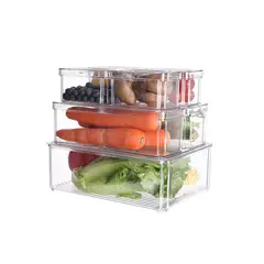 CRUSEC - Set 7 Contenedores Refrigerador Cocina Despensa Con Tapa