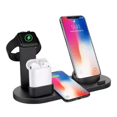 GENERICO - Estación De Carga 3 En 1 Para Android iPhone Airpod Iwatch Negro