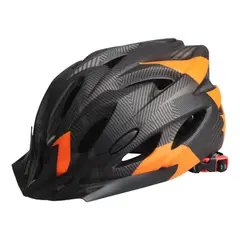 DEFENSOR FOREVER - Casco De Bicicleta Con Luz Led - Negro Con Naranjo