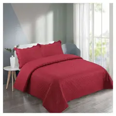 GENERICO - Cubrecama Quilt Verano 1.5 Plazas - Rojo