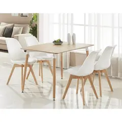 GENERICO - COMEDOR 120X80 WOOD + 4 SILLAS BLANCAS TULIP