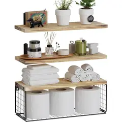 GENERICO - Repisas Flotantes De Madera con Estante Para Papel Café natural