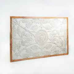 NECTAR - Panel Decorativo de Madera de Mango Tallada Estilo Rústico Chic 200x120 cm