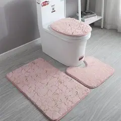 GENERICO - Juego de baño 3 piezas / Set de Baño Peludo Rosado New