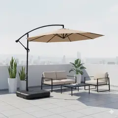 CASA BELLA - TOLDO QUITASOL MAS BASE SOMBRILLA LATERAL REGULABLE 3 METROS COLOR CAQUI