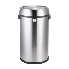 GENERICO - BASURERO ACERO INOXIDABLE CON TAPA GIRATORIA 65 LTS SOIN