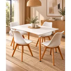 SWEET HOGAR - Comedor 4 sillas Blanco modelo Alberta
