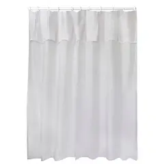 LUNA - Juego Cortina Broderie Blanco para Baño 6 Piezas Beige