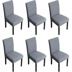 DIANA - Fundas cubre silla pack de 6 unidades tela gruesa cuadrille gris