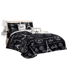 GENERICO - Cubrecama Quilt King Verano - Paris Francia Negro FLH718